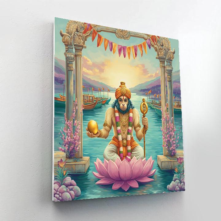 Hanuman Lotus Harbor Guardian Paint by numbers art