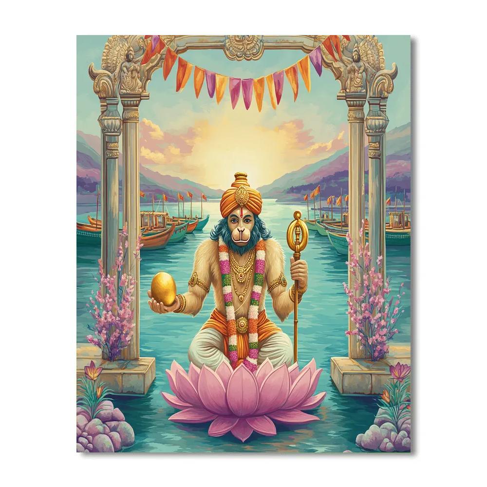 Hanuman Lotus Harbor Guardian Paint by numbers art