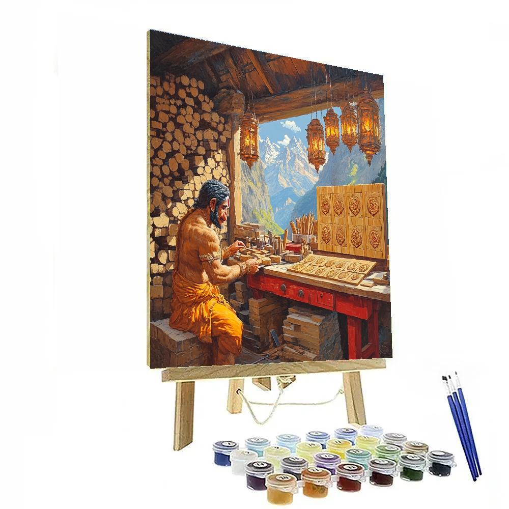Mountain Workshop With Hanuman Within Paint by numbers art