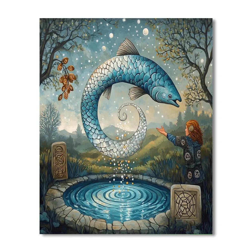 The Salmon Of Wisdom In Celtic Moonlight paint by numbers