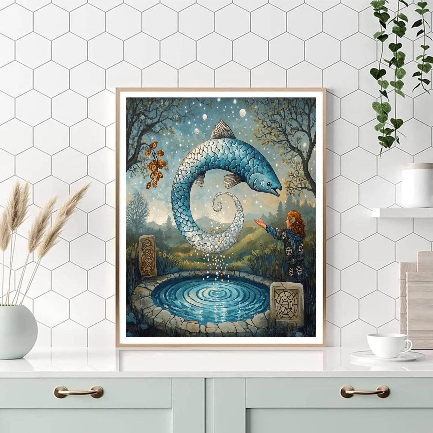 The Salmon Of Wisdom In Celtic Moonlight paint by numbers