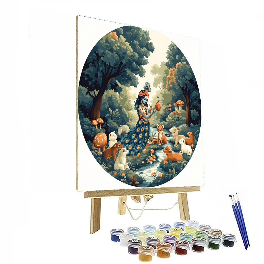 Krishna And The Sapphire Forest Drum Circle Numbered painting kits