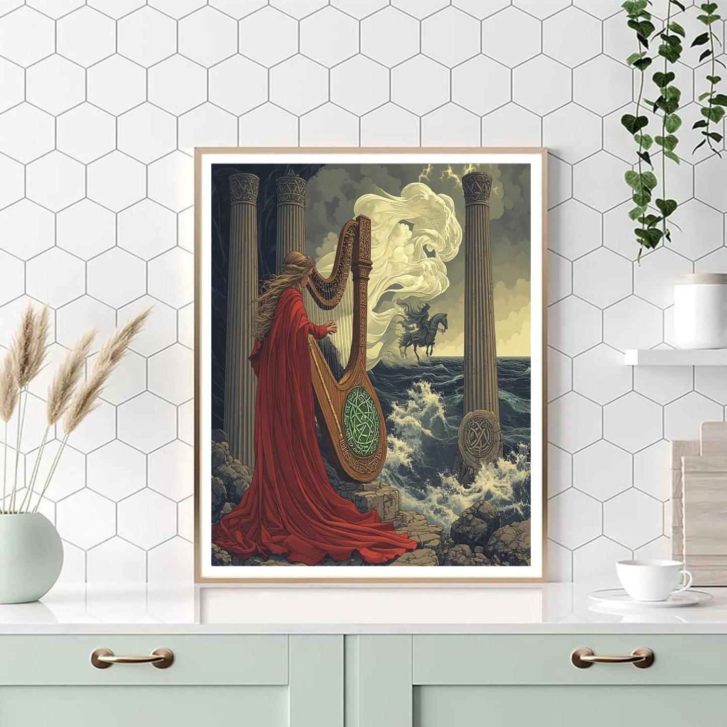 Celtic Crafted Harp Of The Storm Bride Paint by numbers kits