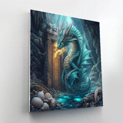 Tidecarved Cavern With Dragon Sentinel Number painting