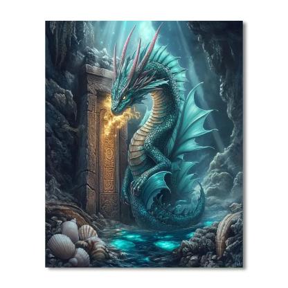 Tidecarved Cavern With Dragon Sentinel Number painting