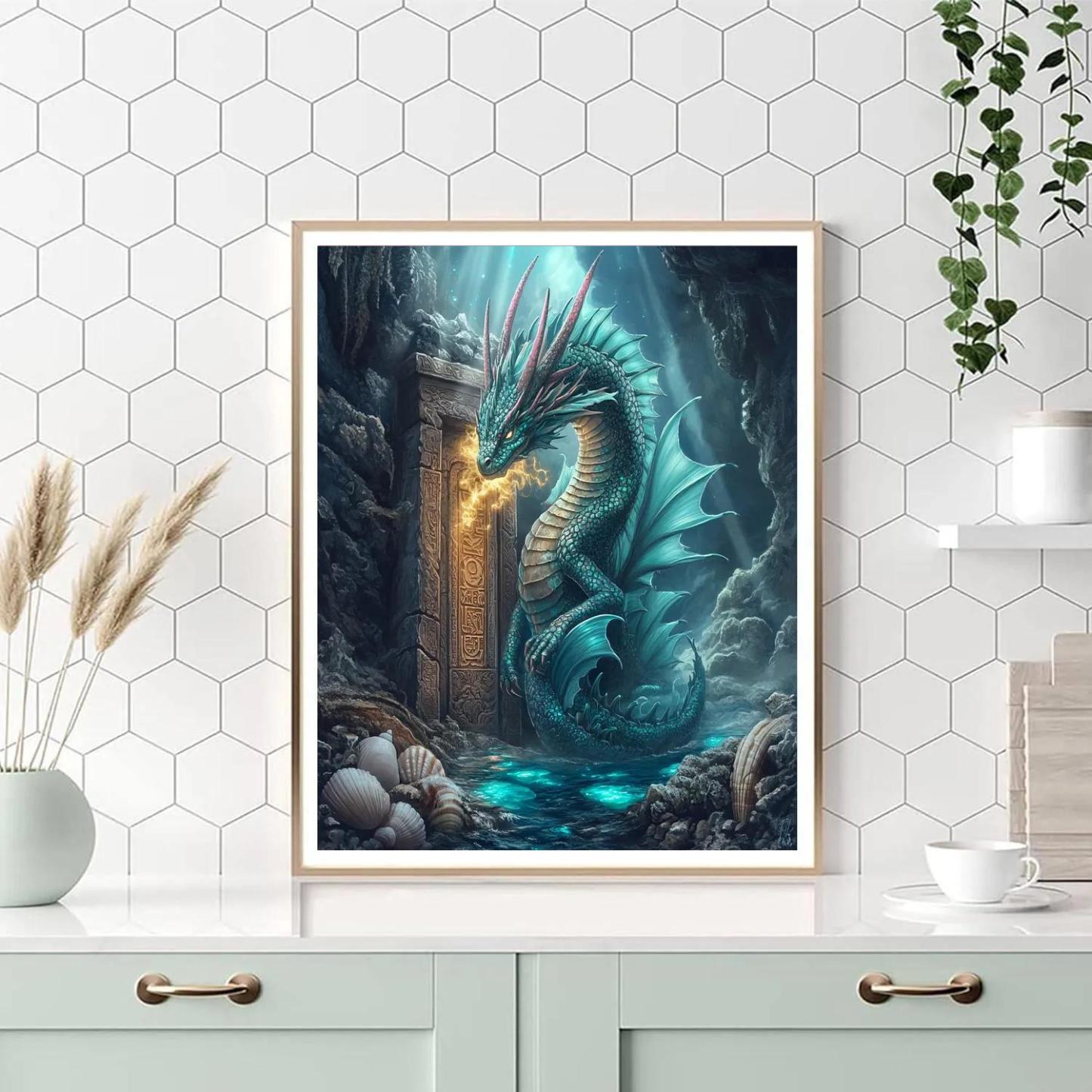 Tidecarved Cavern With Dragon Sentinel Number painting