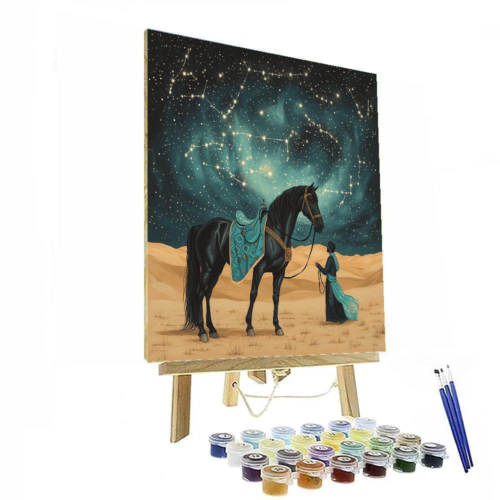 Desert Caravan Under The Horse Of Stars Paint by numbers art