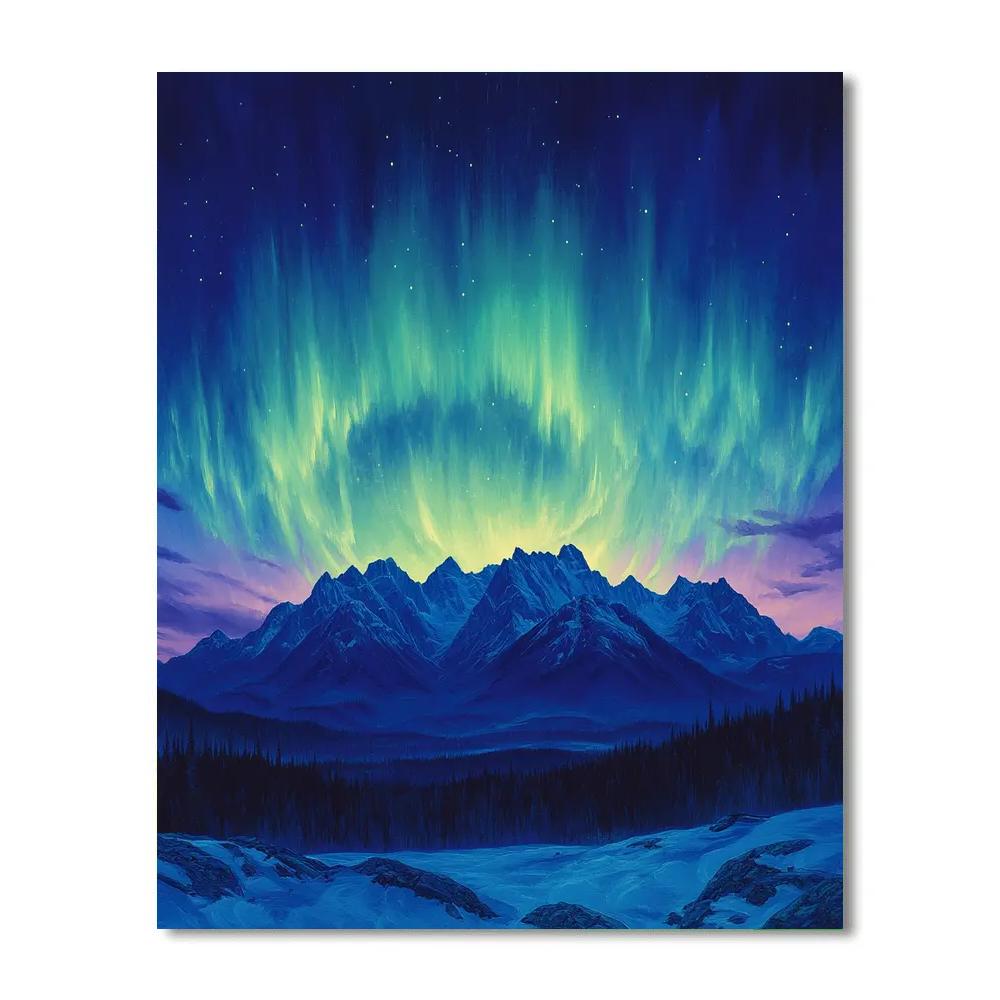 Frederick Varley Inspired Aurora Crown Above Silent Granite Range paint by color