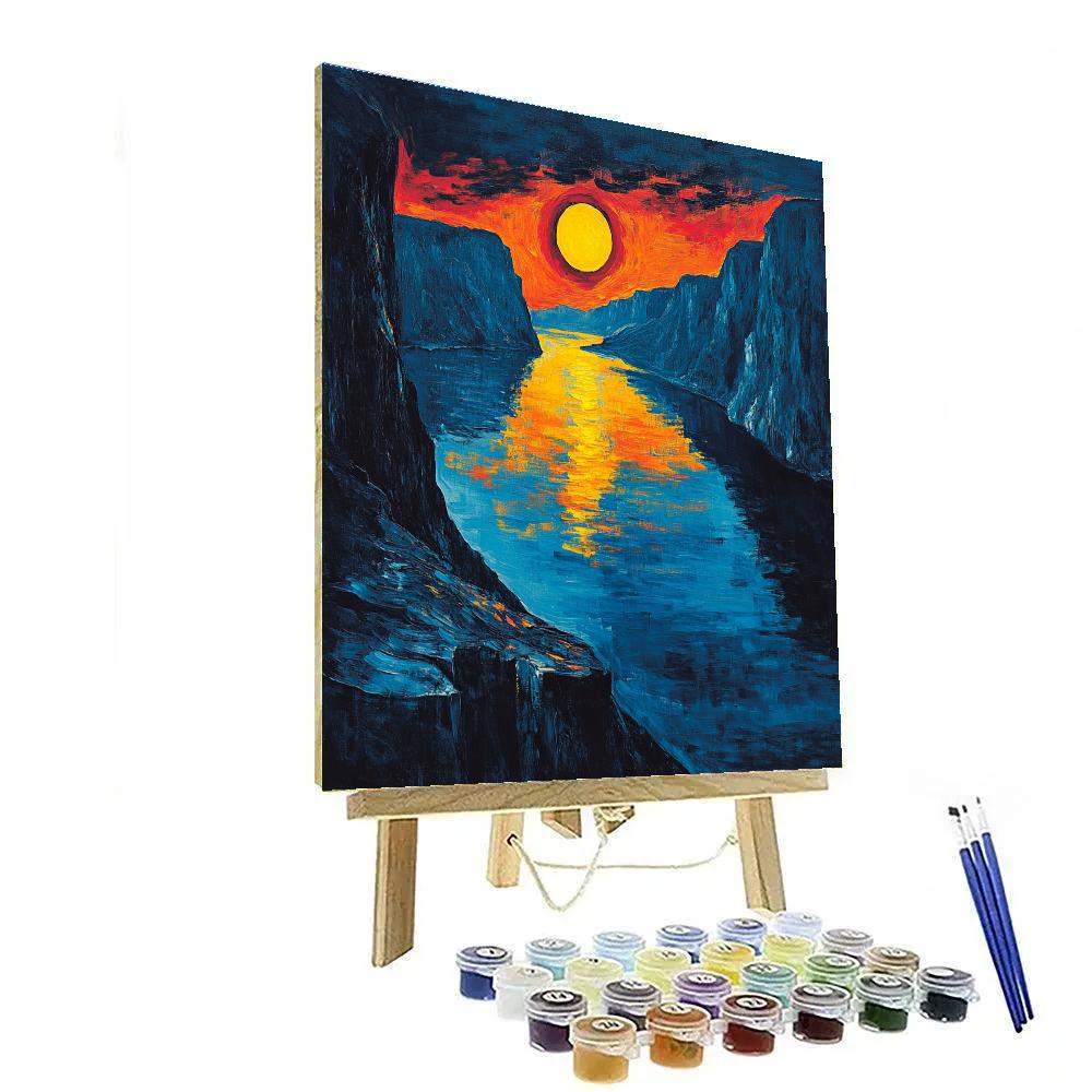 Edvard Munch Inspired Fjord Eclipse Over Trembling Cliffs Painting by numbers kit