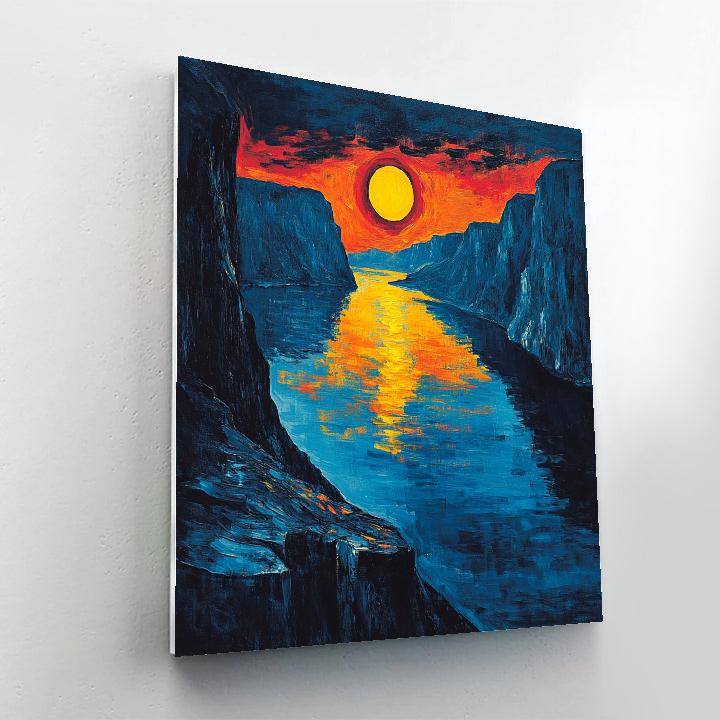 Edvard Munch Inspired Fjord Eclipse Over Trembling Cliffs Painting by numbers kit