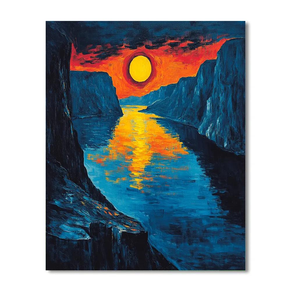 Edvard Munch Inspired Fjord Eclipse Over Trembling Cliffs Painting by numbers kit