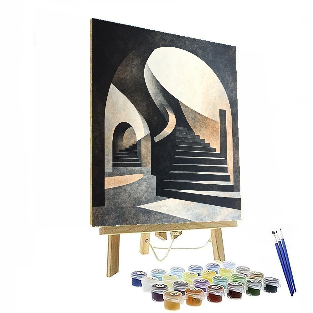 M.C. Escher Inspired Paradox Of The Event Horizon Stairwell Number painting