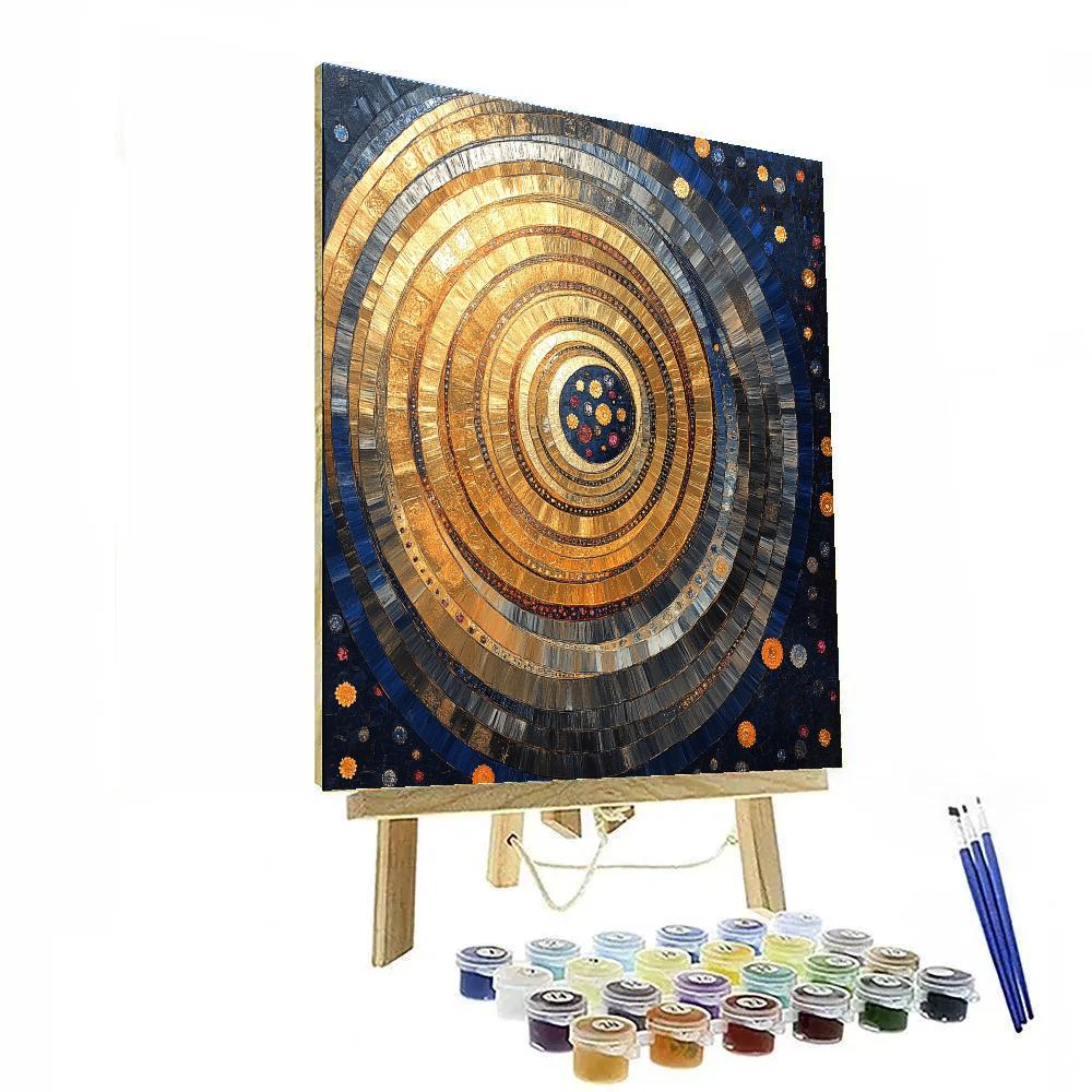 Gustav Klimt Inspired Echoes Of Time In A Gilded Singularity painting number kit