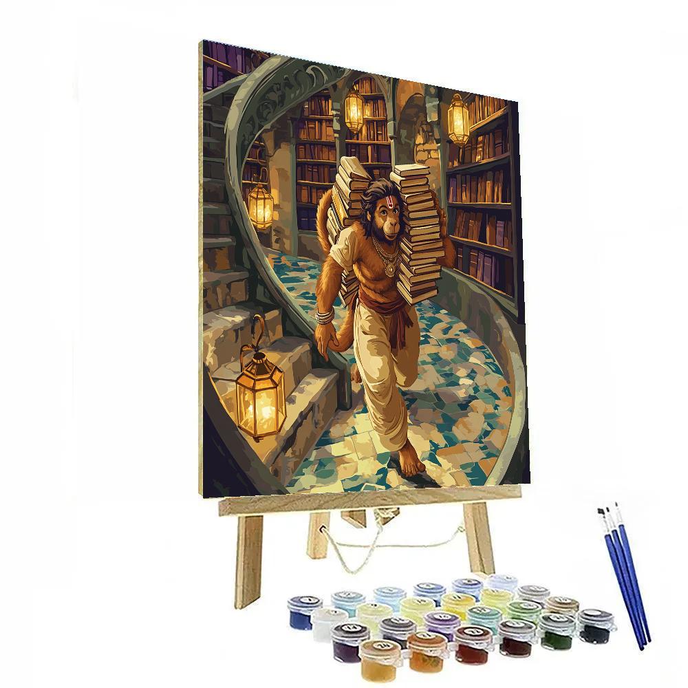 Hanuman Lantern Library Staircase paint by numbers