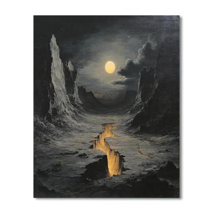 Francisco Goya Inspired Lunar Ravine With Ocher Rift painting number kit