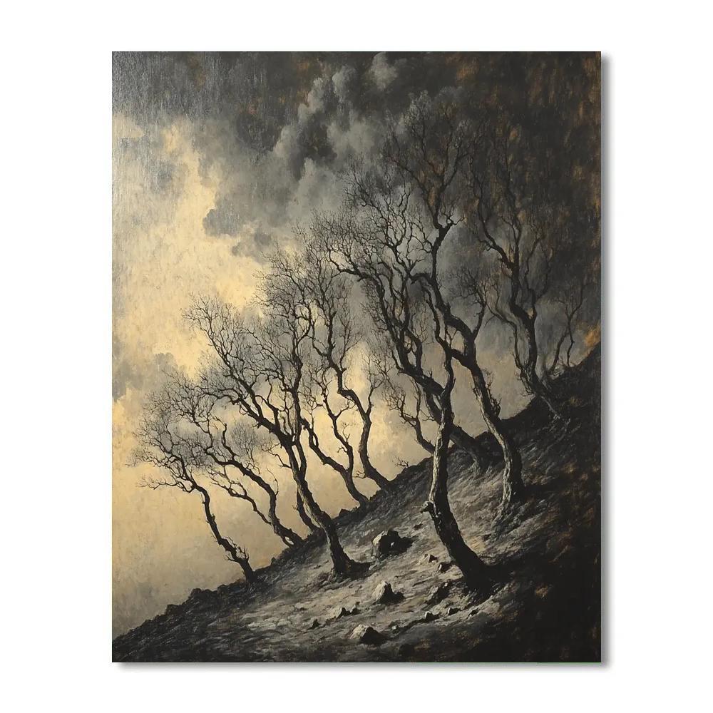 Francisco Goya Inspired Cinder Orchard Under Iron Sky paint by number