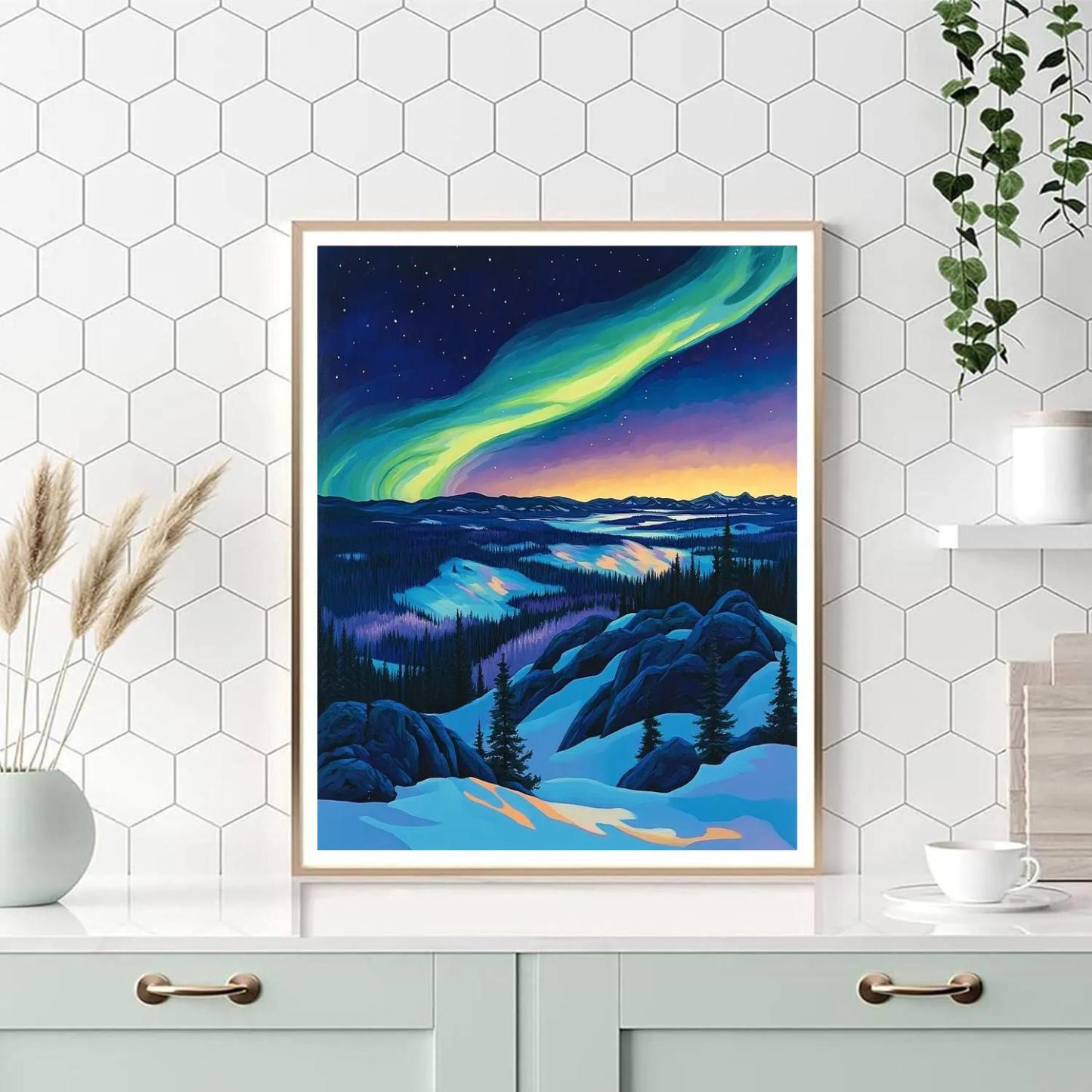 A.Y. Jackson Inspired Aurora Thaw Over Algoma Granite Number painting