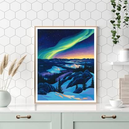 A.Y. Jackson Inspired Aurora Thaw Over Algoma Granite Number painting