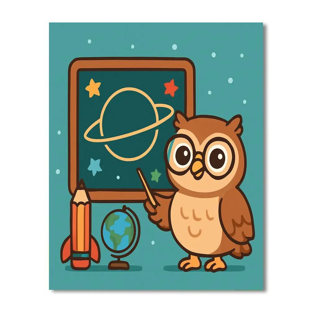 Comet Classroom Owl And The Planet Chalkboard Numbered painting kits