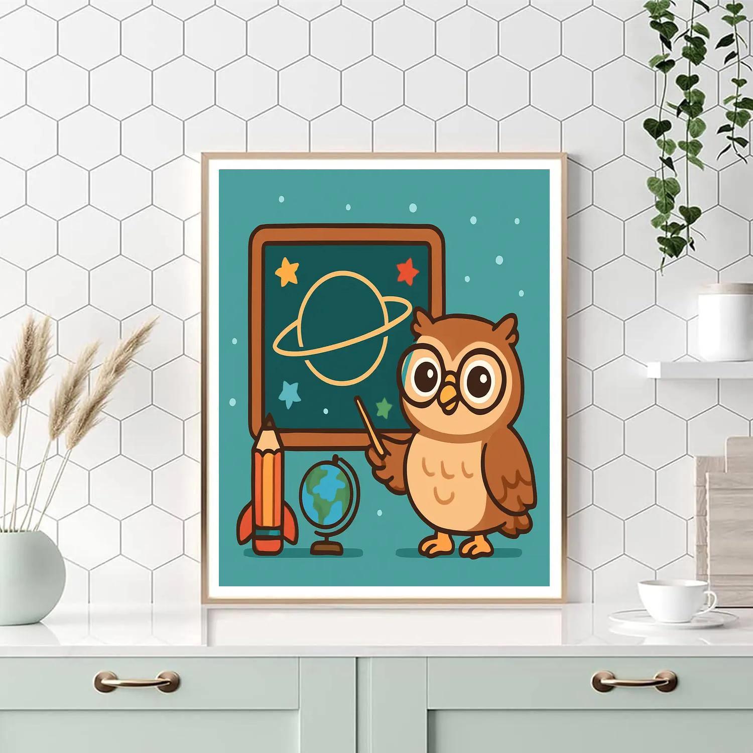 Comet Classroom Owl And The Planet Chalkboard Numbered painting kits