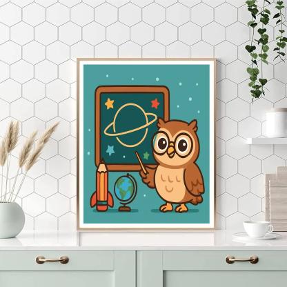 Comet Classroom Owl And The Planet Chalkboard Numbered painting kits