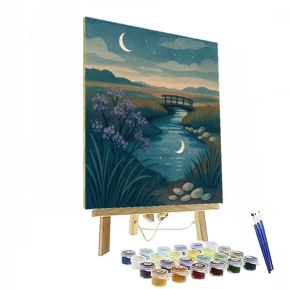 Moonlit Salt Marsh Lantern Glow DIY paint by numbers