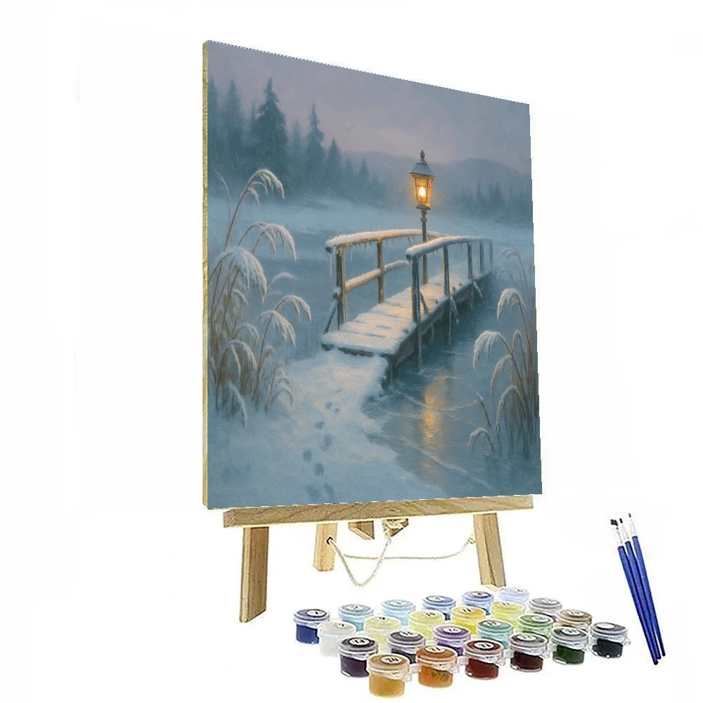 Lantern Glow Along The Frozen Reed Marsh Numbered painting kits
