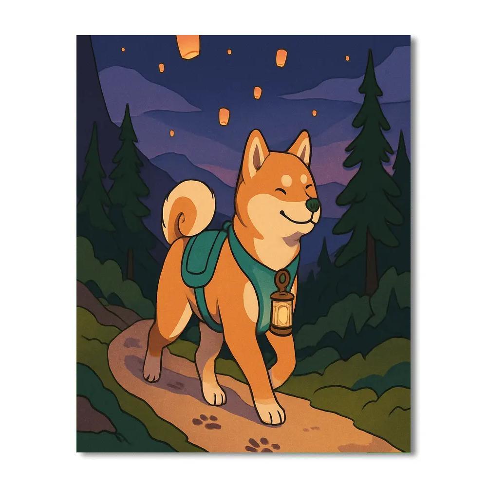 Lantern Festival Dog Trail Companion paint by number