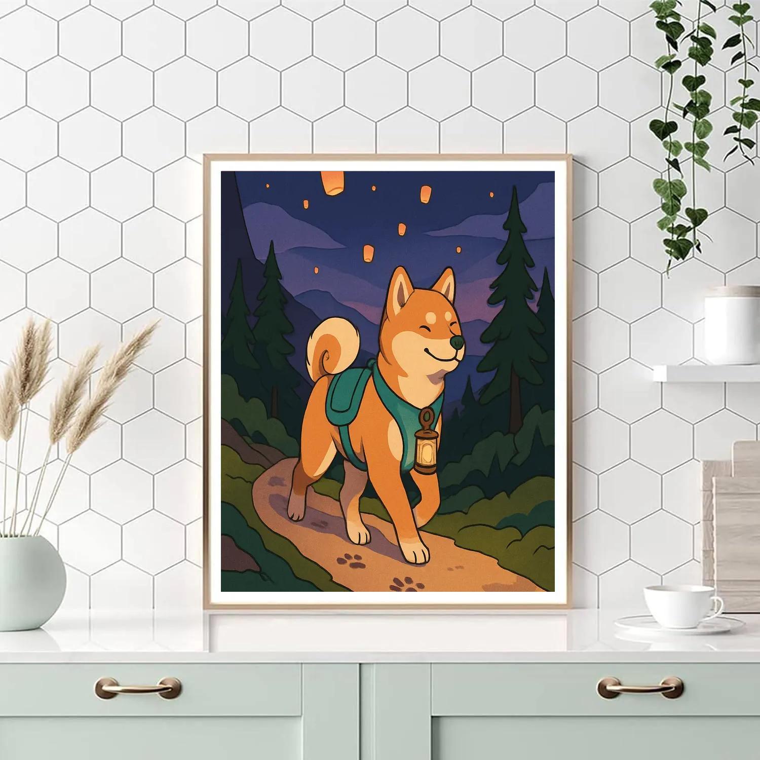 Lantern Festival Dog Trail Companion paint by number