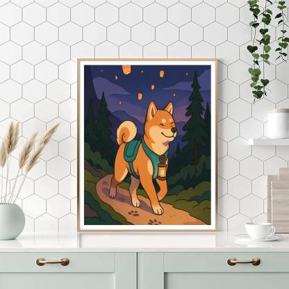 Lantern Festival Dog Trail Companion paint by number
