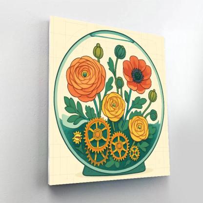 Clockwork Terrarium Of Flowers paint by numbers
