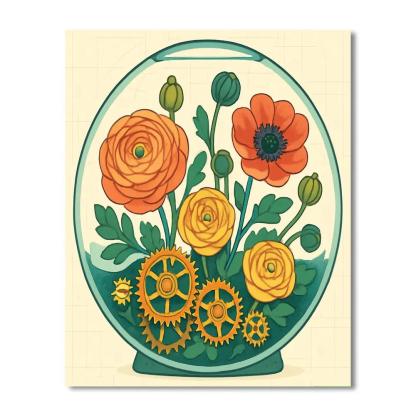 Clockwork Terrarium Of Flowers paint by numbers