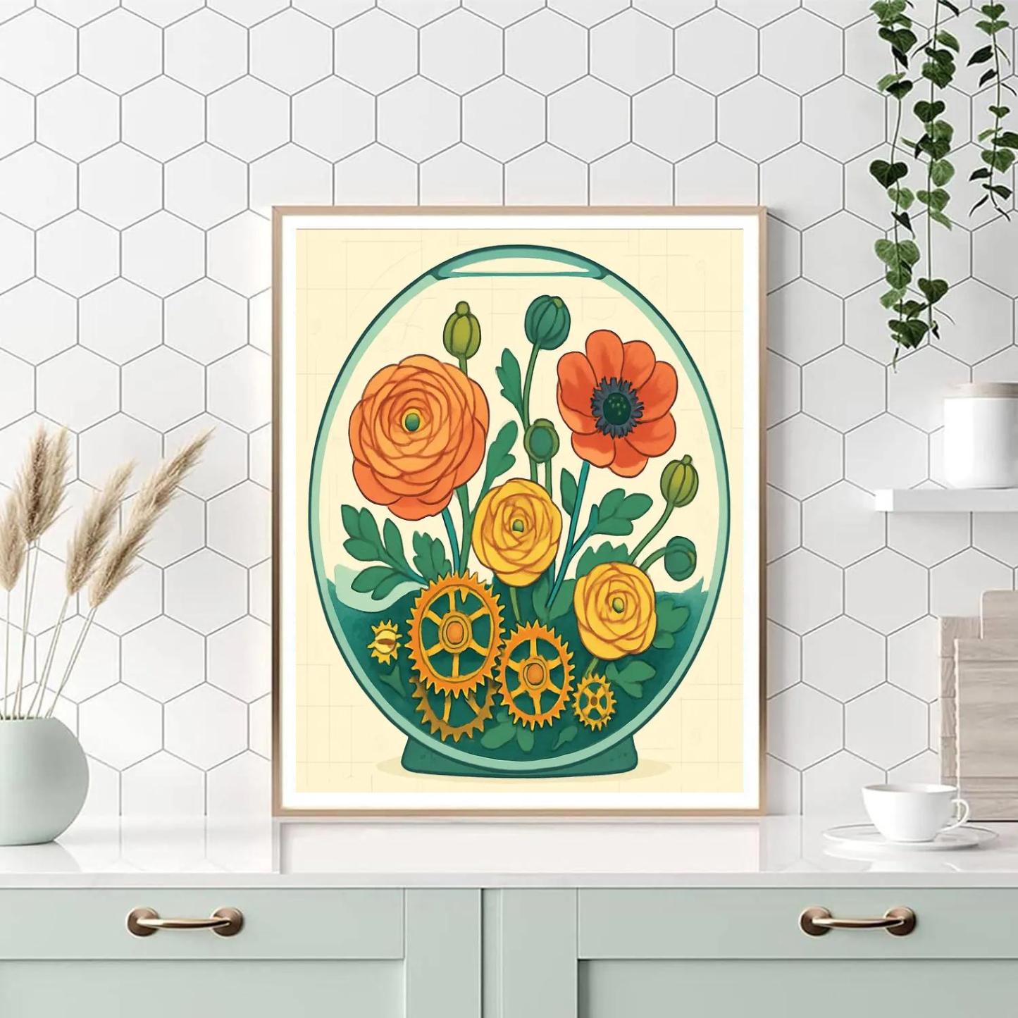 Clockwork Terrarium Of Flowers paint by numbers
