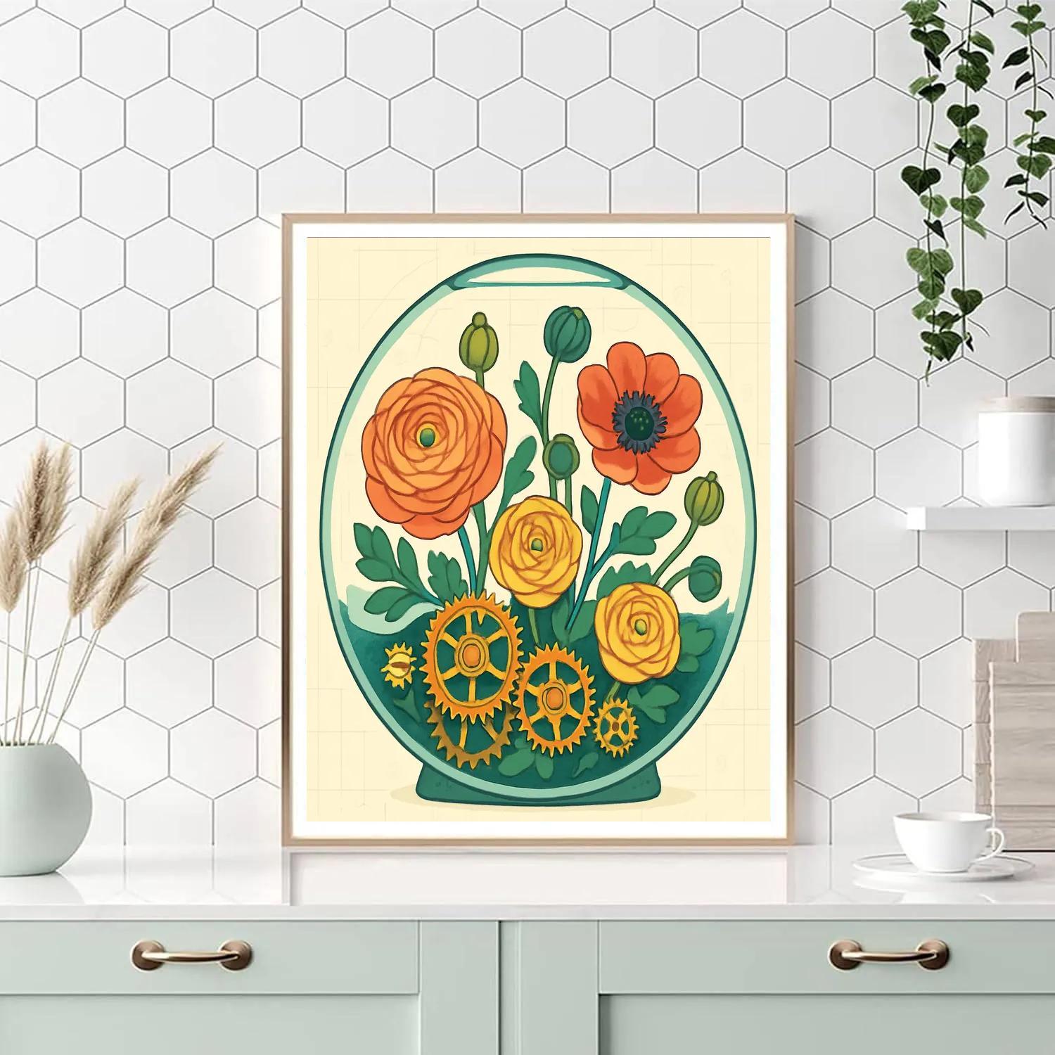 Clockwork Terrarium Of Flowers paint by numbers