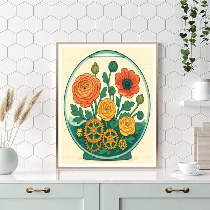 Clockwork Terrarium Of Flowers paint by numbers