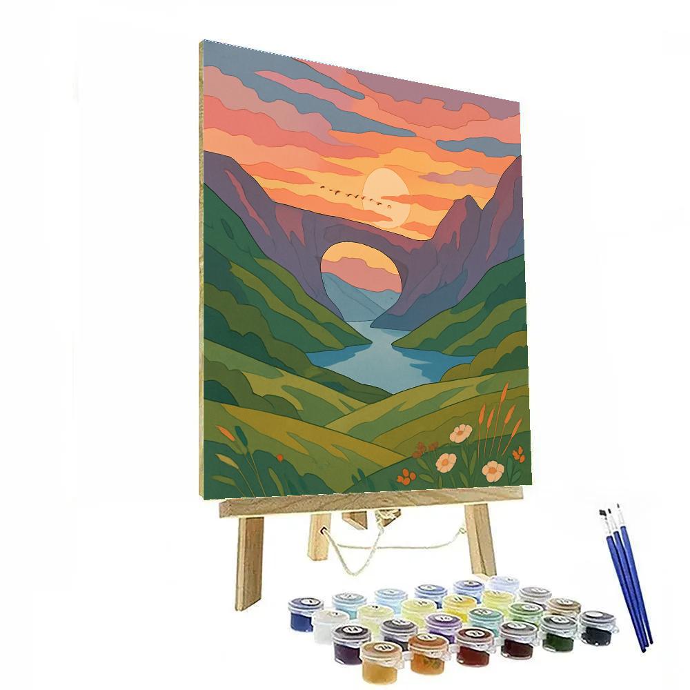Skybridge Valley Landscape paint by color