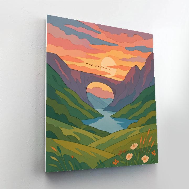 Skybridge Valley Landscape paint by color