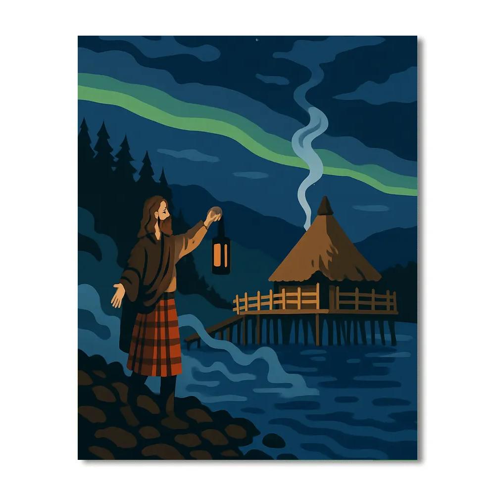 Crannog Hearth Under Scotland Aurora Paint by numbers kits