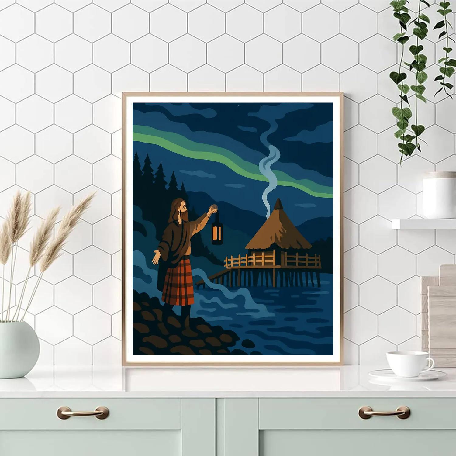 Crannog Hearth Under Scotland Aurora Paint by numbers kits