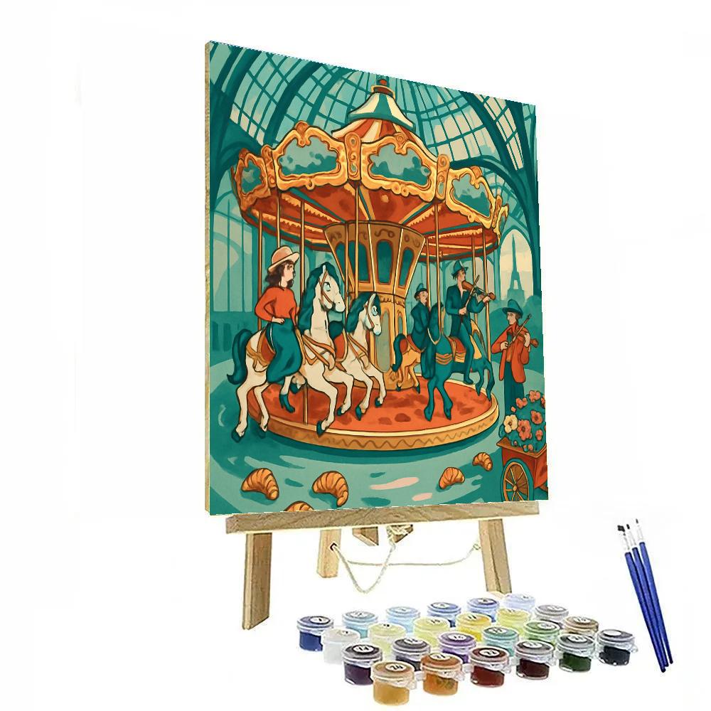 Carousel Of Paris Under Glass Paint by numbers art
