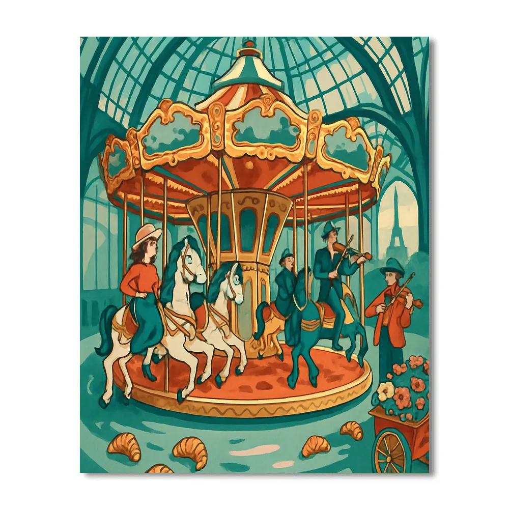 Carousel Of Paris Under Glass Paint by numbers art