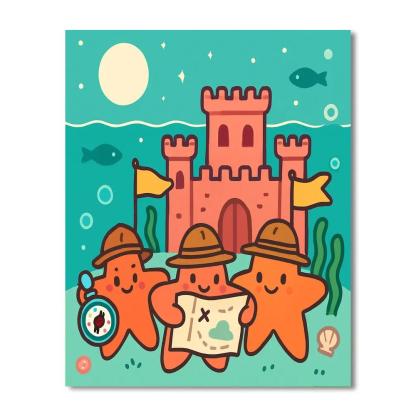 Coral Castle Starfish Scouts Map The Moonlight Reef Numbered painting kits