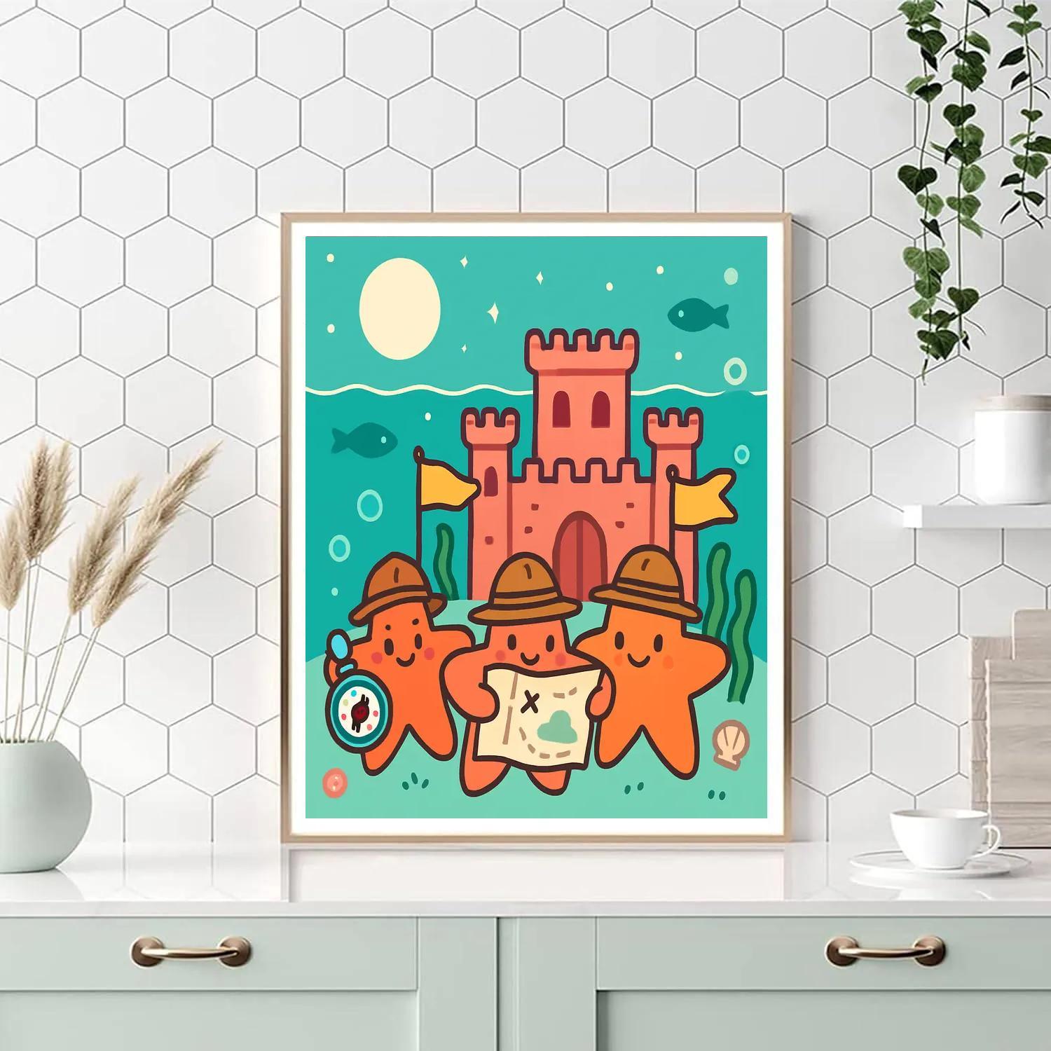 Coral Castle Starfish Scouts Map The Moonlight Reef Numbered painting kits