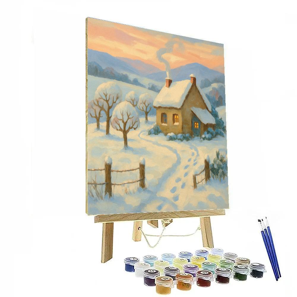 Sunrise Smoke Over The Hillside Orchard Cottage Number painting