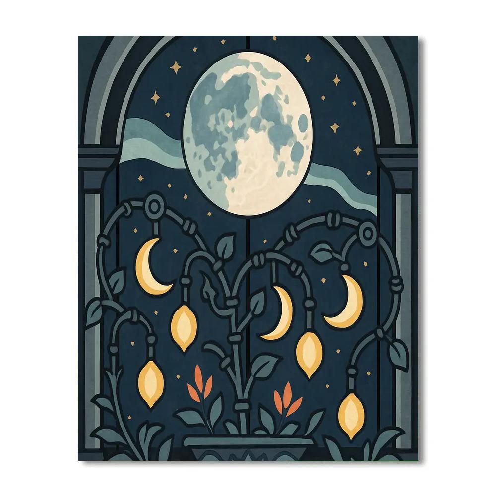 Clockwork Garden Moon Phase Pavilion paint by numbers
