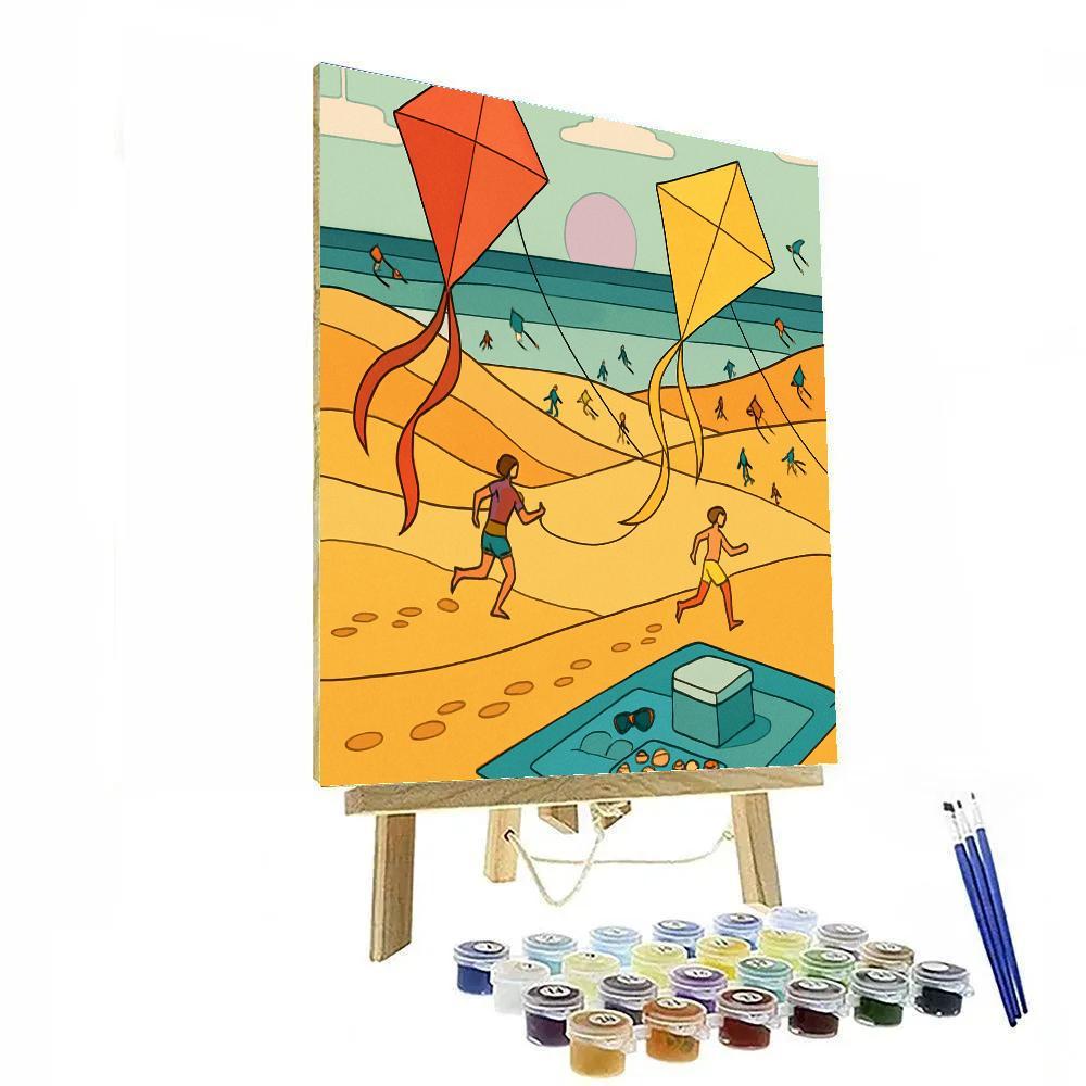 Kite Festival Over Beach Dunes DIY paint by numbers