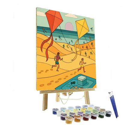 Kite Festival Over Beach Dunes DIY paint by numbers