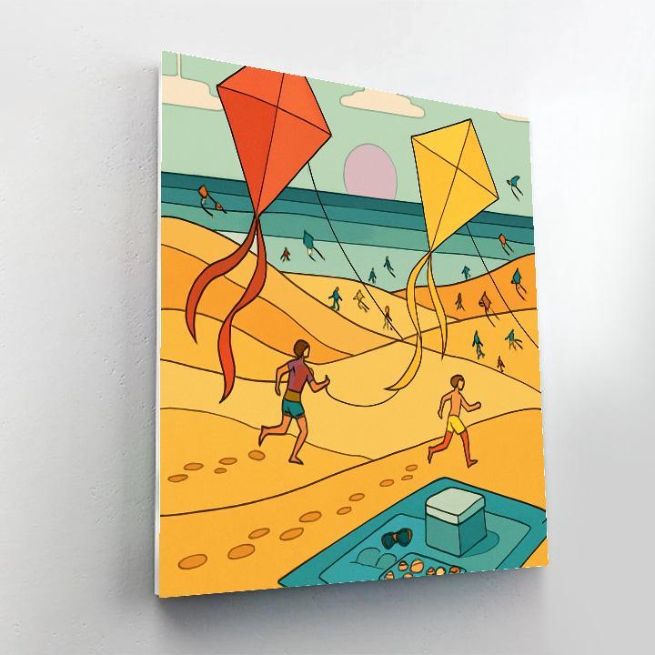 Kite Festival Over Beach Dunes DIY paint by numbers