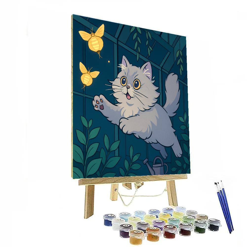 Paper Lantern Chase Cat paint by numbers