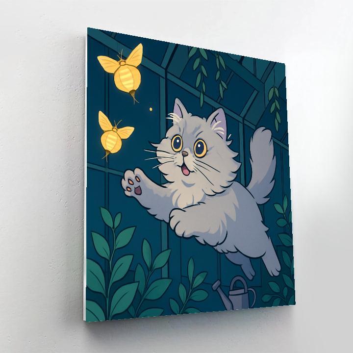 Paper Lantern Chase Cat paint by numbers